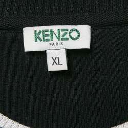 Pre Owned Kenzo Black Tiger Applique Cotton Knit Crew Neck Sweatshirt XL