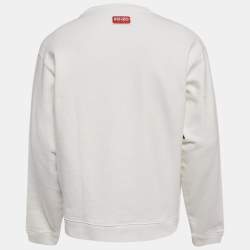 مملوكة مسبقًا Kenzo White Boke Flower Print Cotton Knit Sweatshirt L