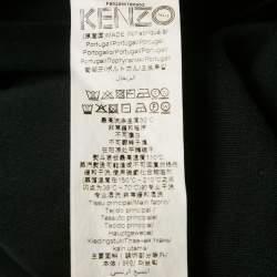 Pre Owned Kenzo Black Floral Logo Embroidery Cotton Hooded Sweatshirt S