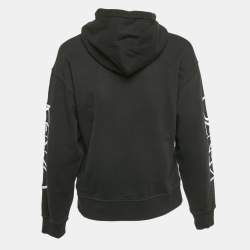 Pre Owned Kenzo Black Floral Logo Embroidery Cotton Hooded Sweatshirt S