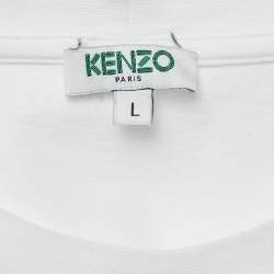 Pre Owned Kenzo White London Print Jersey Crew Neck T-Shirt L