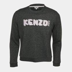 Kenzo Dark Grey Logo Embroidered Cotton Crewneck Sweatshirt XL