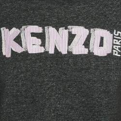 Kenzo Dark Grey Logo Embroidered Cotton Crewneck Sweatshirt XL