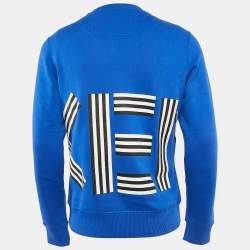 Pre Owned Kenzo Blue Logo Print Cotton Crewneck Sweatshirt M