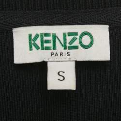 Pre Owned Kenzo Black Logo Print Cotton Crewneck Sweatshirt S