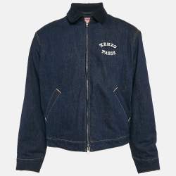 Kenzo Blue Tiger Embroidered Denim Padded Worker Jacket S
