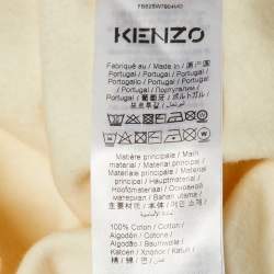 Kenzo Cream Logo Print Cotton Knit Hooded Sweatshirt XL