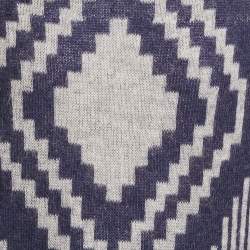 Kenzo Blue Geometric Intarsia Mohair Wool Blend Sweater S