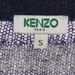 Kenzo Blue Geometric Intarsia Mohair Wool Blend Sweater S