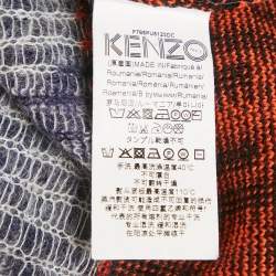 Kenzo Blue Geometric Intarsia Mohair Wool Blend Sweater S