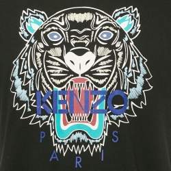 Kenzo Black Tiger Logo Print Jersey T-Shirt M