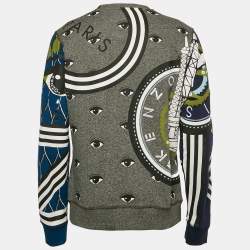 Kenzo Navy Blue/Brown Printed Cotton Crewneck Sweatshirt L