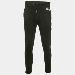 مملوكة مسبقًا بنطلون رياضي كنزو قطن محبوك بشعار مطرز أسود مقاس متوسط - ميديم