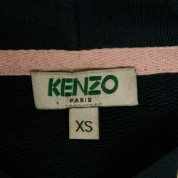 Kenzo Navy Blue Floral Tiger Embroidery Cotton Oversize Hooded Sweatshirt XS