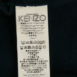 Kenzo Navy Blue Floral Tiger Embroidery Cotton Oversize Hooded Sweatshirt XS