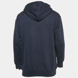 Kenzo Navy Blue Floral Tiger Embroidery Cotton Oversize Hooded Sweatshirt XS
