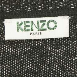 Pre Owned Kenzo Black Tiger Logo Embroidery Wool Blend Knit Sweater XS