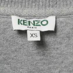 Kenzo Grey Embroidered Cotton Applique Detail Sweatshirt XS