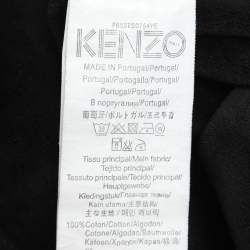Kenzo Black Tiger Embroidered Cotton Knit Hoodie M