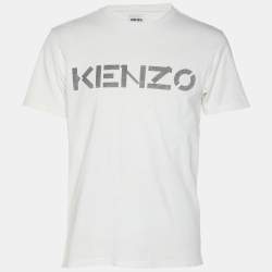 Kenzo White Cotton Logo Printed T-Shirt S