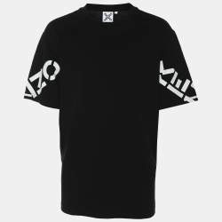 Kenzo Black Logo Print Cotton Knit Crew Neck T-Shirt L