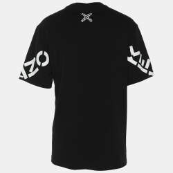 Kenzo Black Logo Print Cotton Knit Crew Neck T-Shirt L