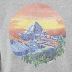 Pre Owned Kenzo Grey Printed Cotton Hoodie L