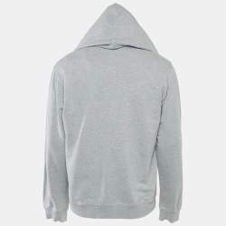 Pre Owned Kenzo Grey Printed Cotton Hoodie L