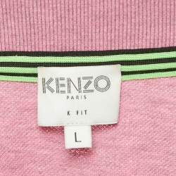 Kenzo Pink Tiger Applique Pique K Fit Polo T-Shirt L