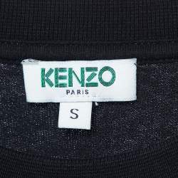 Pre Owned Kenzo Black Tiger Printed Cotton Knit T-Shirt S