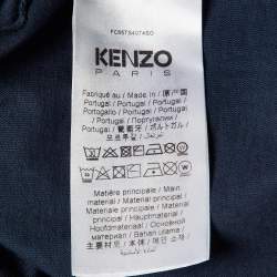 Pre Owned Kenzo Navy Blue Printed Cotton Crew Neck T Shirt M