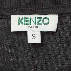 Pre Owned Kenzo Black Tiger Print Cotton Knit Crew Neck T-Shirt S
