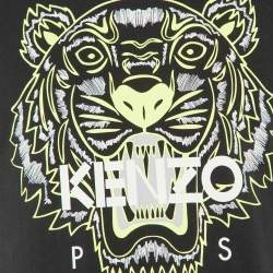 Pre Owned Kenzo Black Tiger Print Cotton Knit Crew Neck T-Shirt S