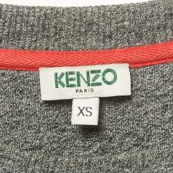 Pre Owned Kenzo Grey Tiger Embroidered Cotton Crewneck T-Shirt XS