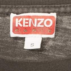 Pre Owned Kenzo Grey Logo All Over Print Jersey T-Shirt S