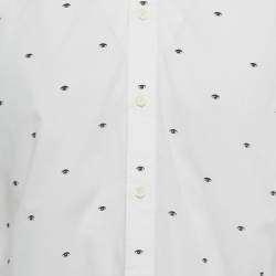 Pre Owned Kenzo White Eye Print Cotton Slim Fit Shirt L