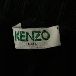 Pre Owned Kenzo Black Logo Print Cotton Drawstring Joggers L