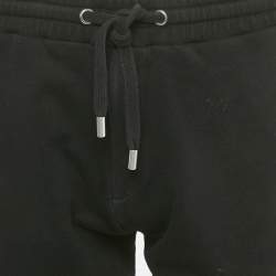 Pre Owned Kenzo Black Logo Print Cotton Drawstring Joggers L