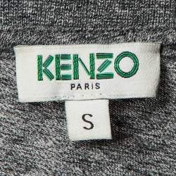 Pre Owned Kenzo Grey Tiger Print Melange Cotton Crew Neck T-Shirt S