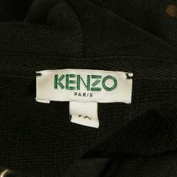 Pre Owned Kenzo Black Tiger Embroidery and Printed Cotton Hoodie M