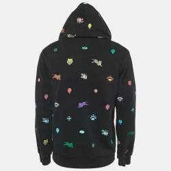 Pre Owned Kenzo Black Tiger Embroidery and Printed Cotton Hoodie M