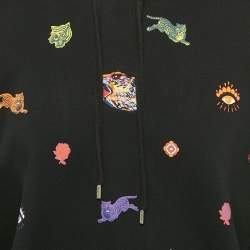 Pre Owned Kenzo Black Tiger Embroidery and Printed Cotton Hoodie M