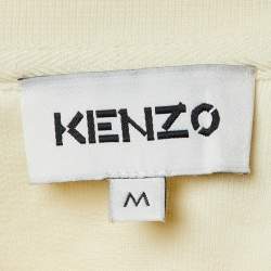 Pre Owned Kenzo Off White Printed Cotton Crew Neck Sweatshirt M