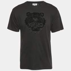 Pre Owned Kenzo Black Velvet Tiger Jersey Crewneck T-Shirt S
