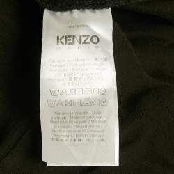 مملوكة مسبقًا تي شيرت كينزو قطن أسود بطبعة زهرة بوكي مقاس كبير جدًا - إكس لارج