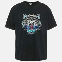 مملوكة مسبقًا Kenzo Black Tiger Printed Cotton Knit T-Shirt 3XL