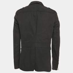 Pre Owned بليزر كينزو ديفيليه قطن أسود بقصة عادية مقاس كبير جداً - إكسترا لارج