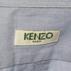 Pre Owned Kenzo Blue Tiger Embroidered Cotton Shirt M