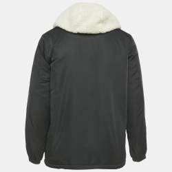 Pre Owned \nجاكيت بغطاء رأس صناعي أسود كينزو مقاس صغير