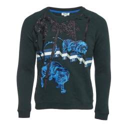 Pre Owned Kenzo Green Jersey 'Bamboo Tiger' Sweatshirt S